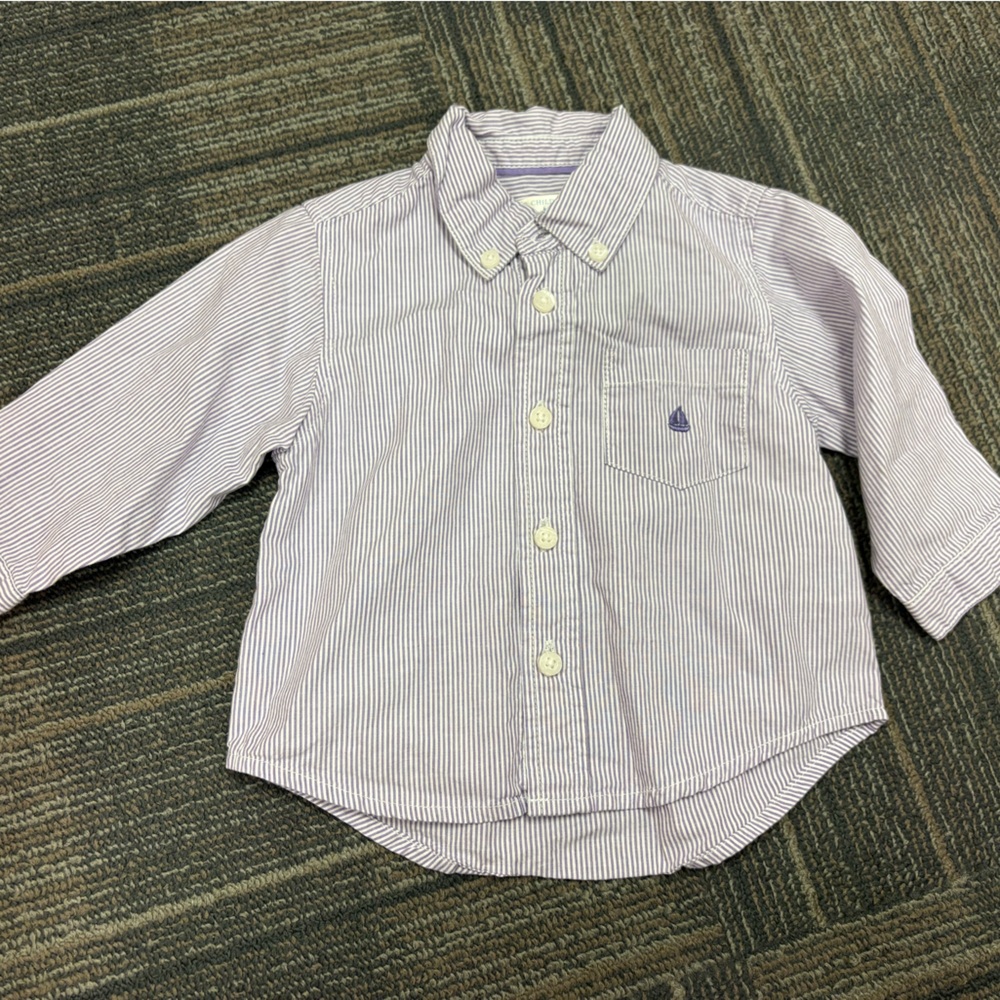 The Children's Place White and purple Striped Button Down Shirt